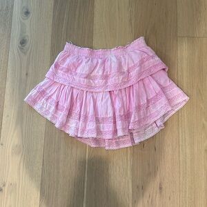 LOVESHACKFANCY Ruffel Mini Skirt in Peony Pink